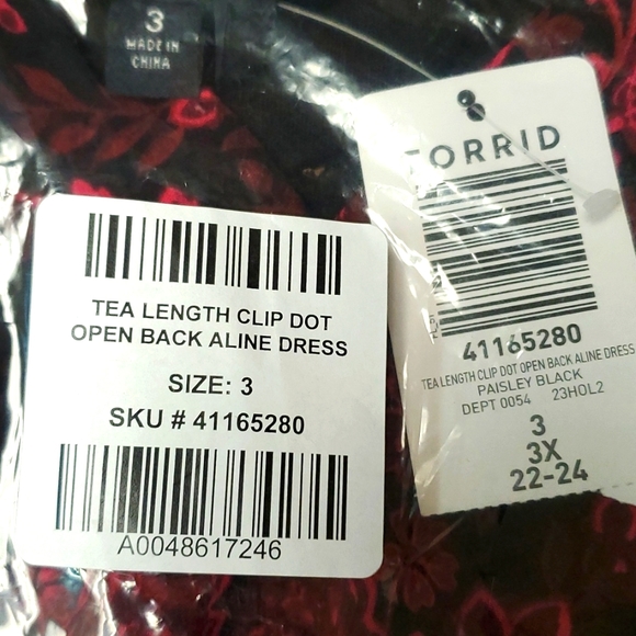 ❤NWT VINTAGE TORRID DRESS - TEA LENGTH - A-LINE PAISLEY CHIFFON - OPEN BACK - Picture 8 of 10